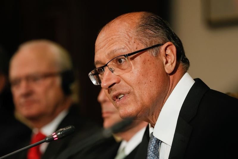 Geraldo Alckmin durante o encerramento do Conselho Empresarial Brasil-Suécia