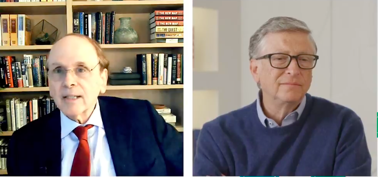 Daniel Yergen e Bill Gates na abertura da CERAWeek 2021