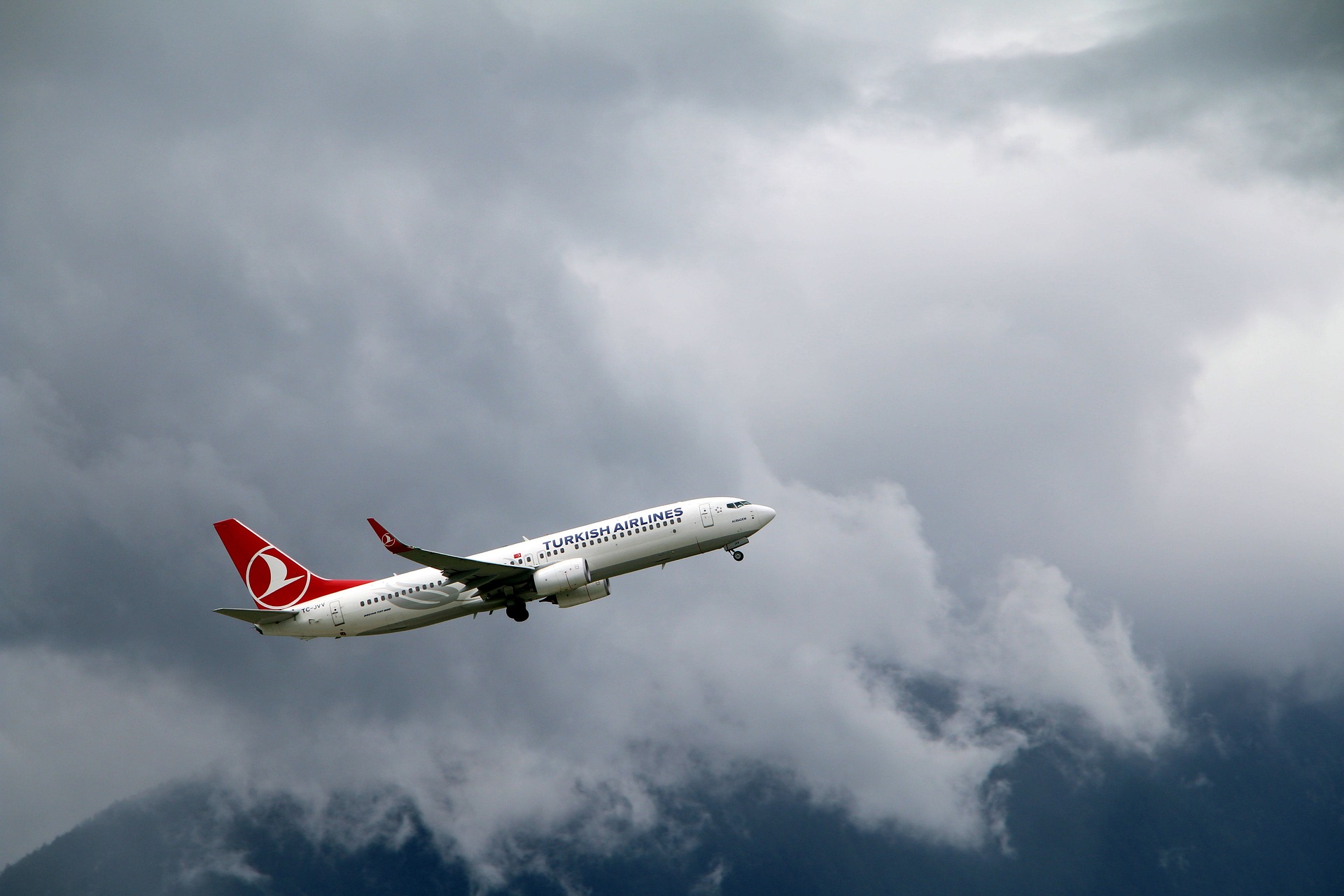 Países criam rede Zero Carbono para aviação. Na imagem, aeronave da Turkish Airlines durante vôo (Foto: Atimedia/Pixabay)