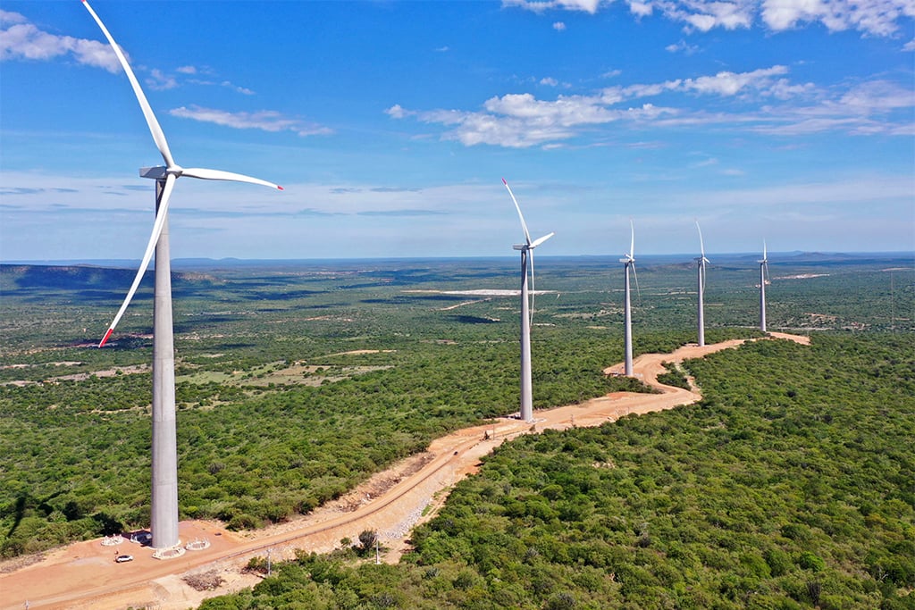 Na imagem, parque eólico Lagoa dos Ventos V (399 MW) da Enel Green Power Brasil, em Dom Inocêncio, no Piauí (Foto: Enel/Divulgação)