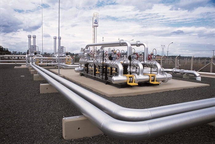 Distribuidoras do Nordeste preparam chamada conjunta para aquisição de gás natural. Na imagem: Tubulações metálicas em estação de entrega de gás do Gasbol em Canoas, no Rio Grande do Sul (Foto: Divulgação TBG)