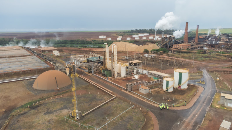 Raízen se prepara para o uso de biometano em frotas agrícolas. Na imagem: Vista aérea das instalações em planta de biogás da Raízen no parque de bioenergia Bonfim, em Guariba, São Paulo (Foto: Divulgação)