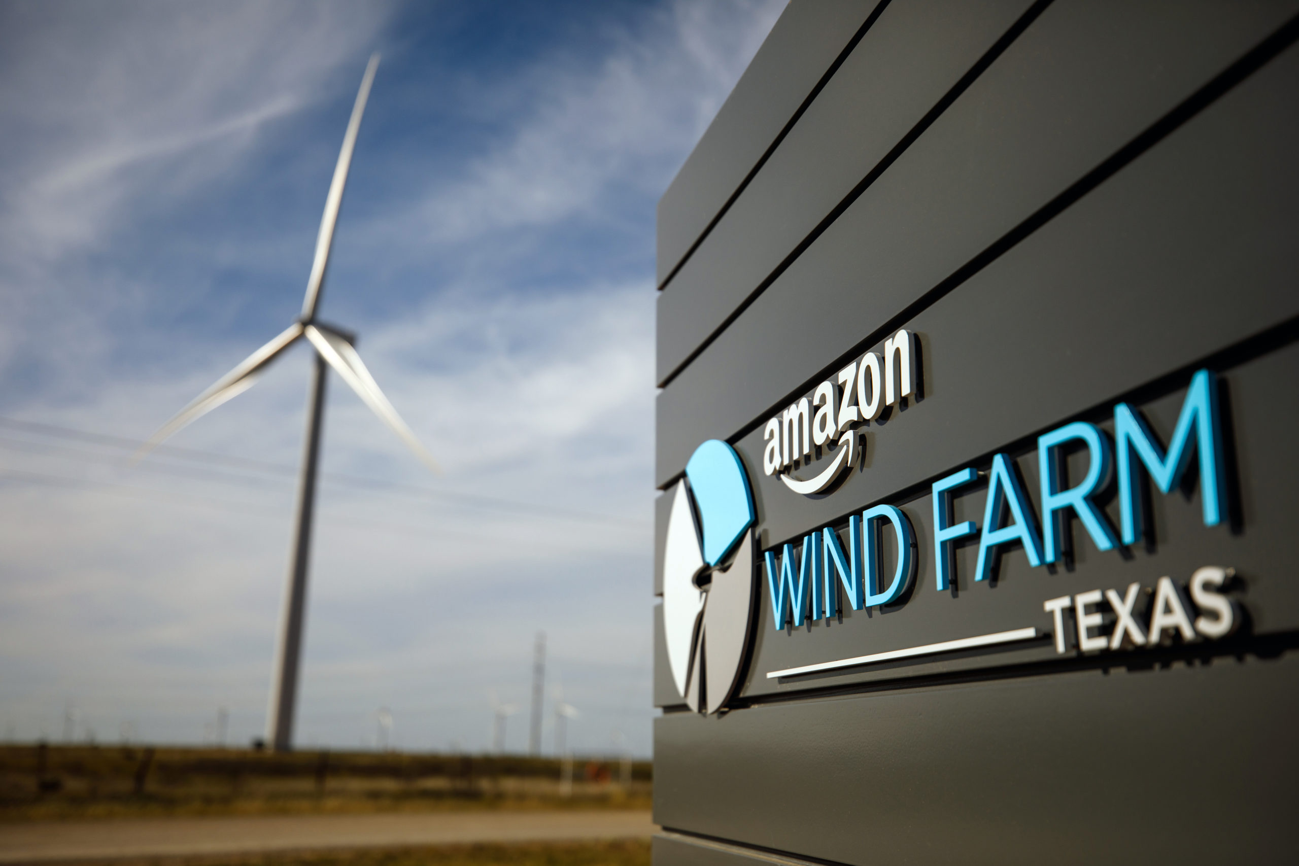 Big techs lideraram compra de energia limpa em 2022. Na imagem: Parque eólico no Texas (EUA) fornece energia para a Amazon (Foto: Divulgação/Amazon)