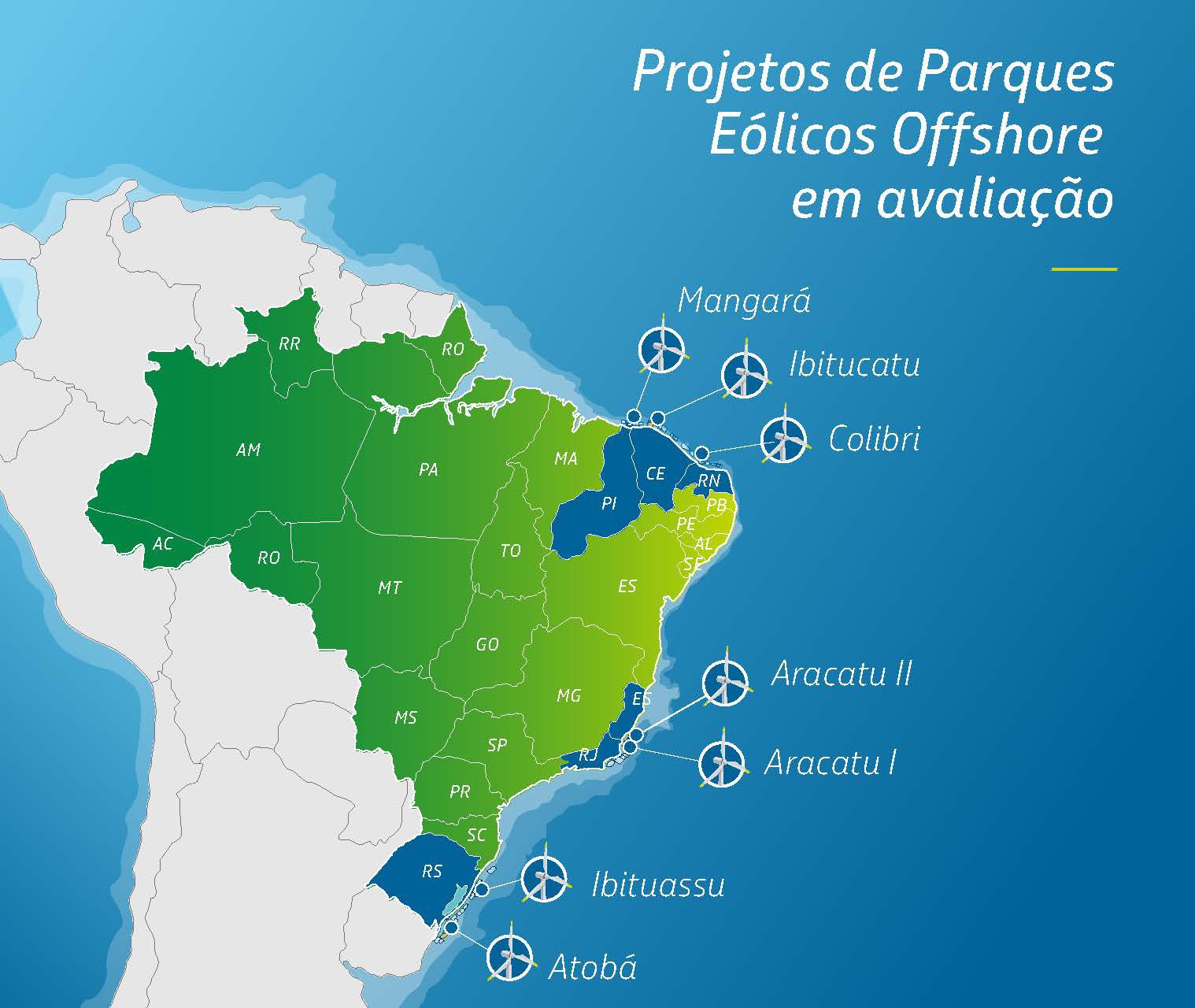 Mapa dos projetos em avaliação pela Petrobras e Equinor