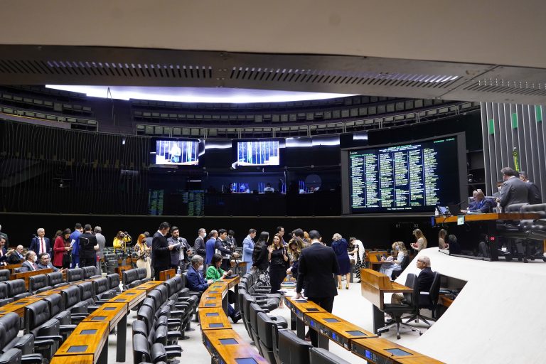 Redução de emissões de carbono: possíveis alternativas regulatórias. Na imagem: Deputados durante votações no Plenário da Câmara (Foto: Pablo Valadares/Câmara dos Deputados)