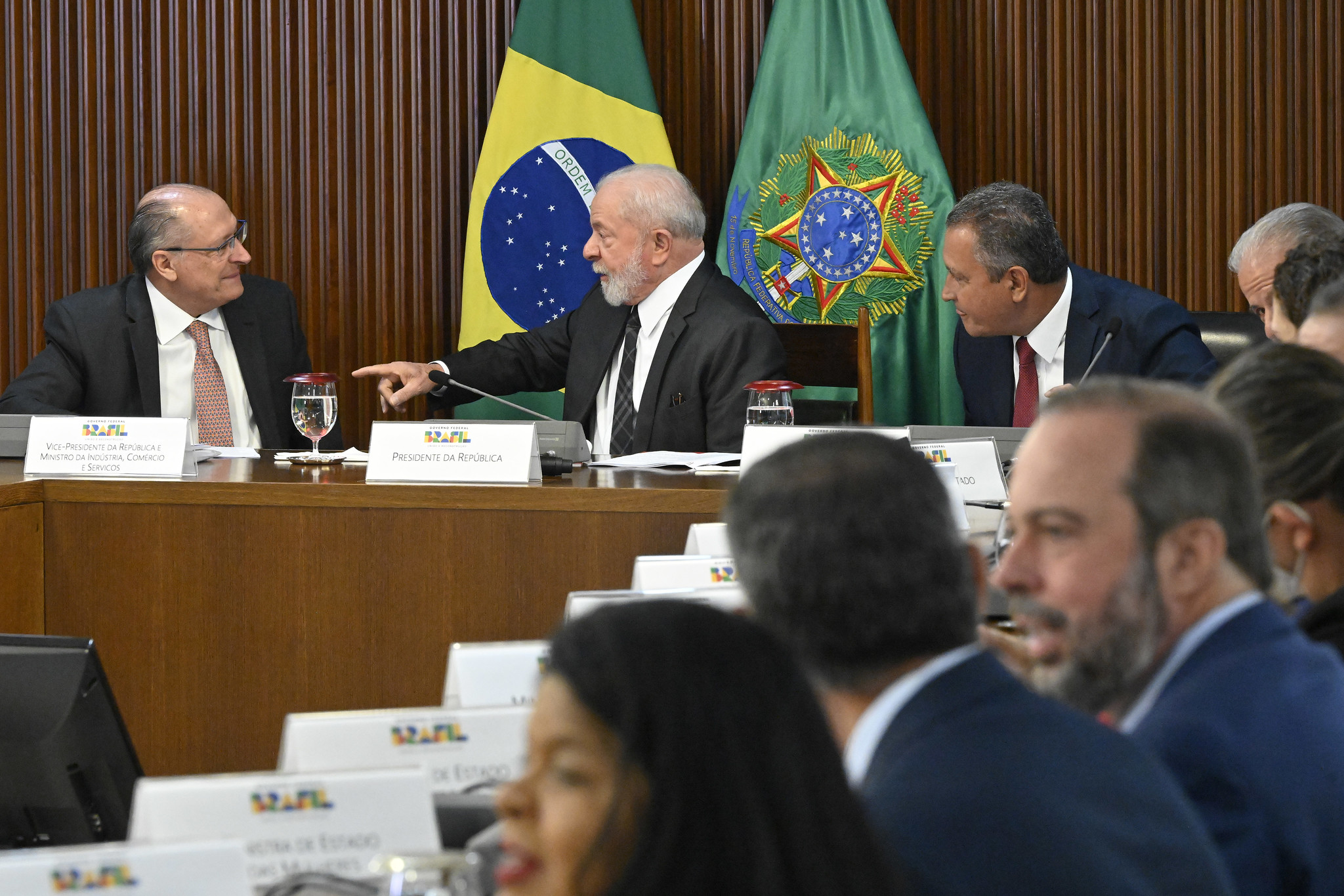 15/06/2023 Geraldo Alckmin, Lula e Rui Costa durante reunião ministerial no Planalto. Governo discute políticas para gás e fertilizantes (Cadu Gomes / VPR)