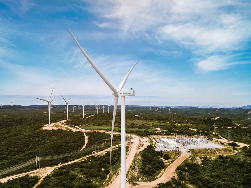 Mais renovável: emissões de energia no Brasil caíram 5% em 2022. Na imagem: Complexo eólico Chafariz da Neoenergia em Santa Luzia, na Paraíba (Foto: Divulgação)