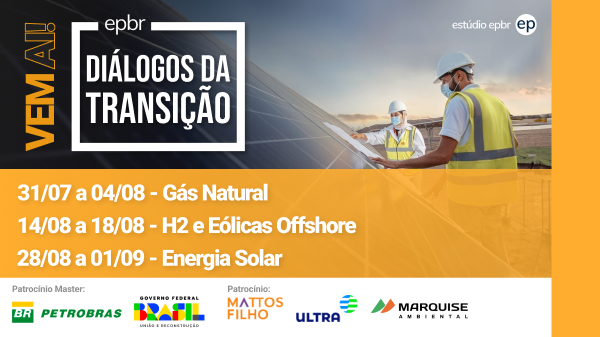 Banner de divulgação da primeira temporada da série Diálogos da Transição 2023, que vai discutir gás natural, biometano e segurança energética a partir do dia 31 de julho