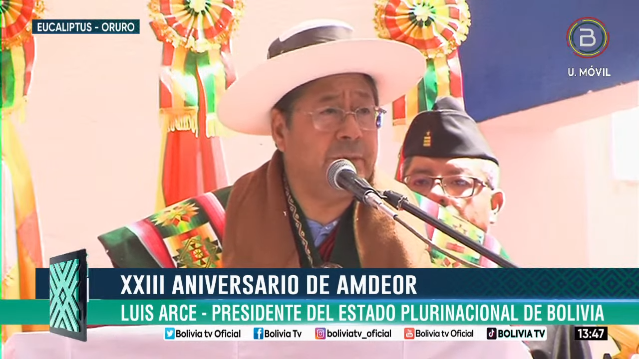 Captura de tela do pronunciamento de Luis Arce, presidente da Bolívia, em que anuncia o esgotamento das reservas de gás no país (Foto: Reprodução)