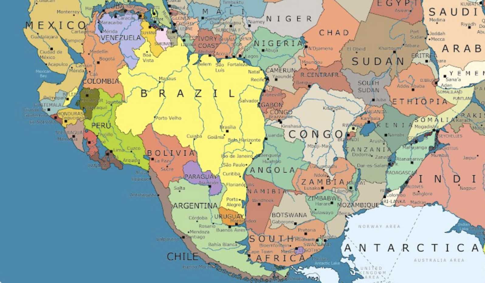 Como Uruguai e Namíbia reacendem interesse por petróleo no Sul do Brasil, na Bacia de Pelotas. Na imagem: Mapa com recorte da projeção do mapa político do século 20 na Pangea (Fonte: Massimo Pietrobon/Wikicommons)
