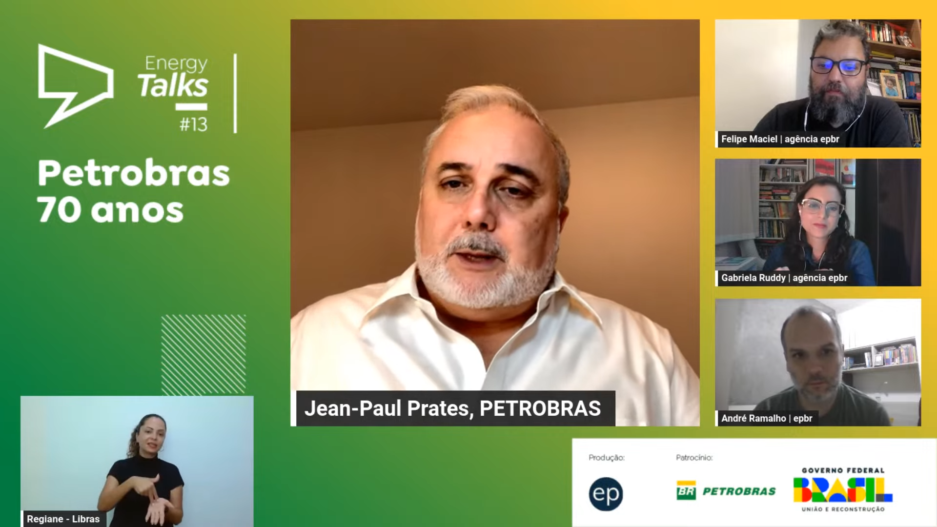 Vamos colocar a Venezuela no mapa do petróleo de novo, diz presidente da Petrobras. Na imagem: Captura de tela da participação de Jean Paul Prates, CEO da Petrobras, no Energy Talks #13, evento virtual da agência epbr, em 19/10/23. Na pauta: "Petrobras 70 anos"