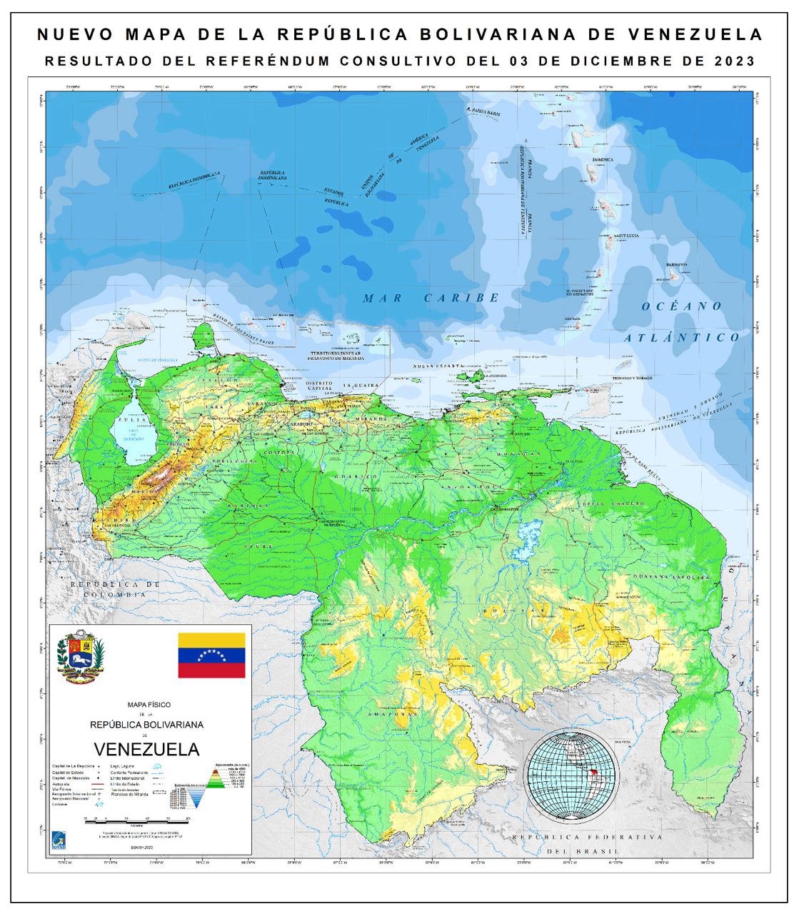 Novo mapa da República Bolivariana da Venezuela