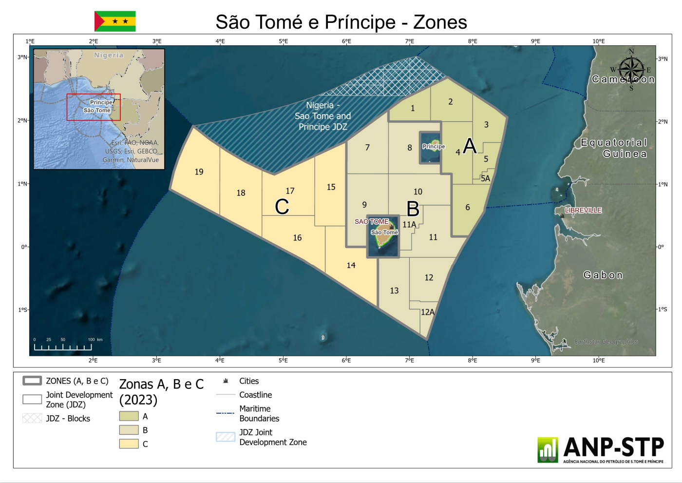 Prospectos de óleo e gás foram identificados no setor A da Zona Econômica Exclusiva (ZEE) de São Tomé e Príncipe (ANP-STP)