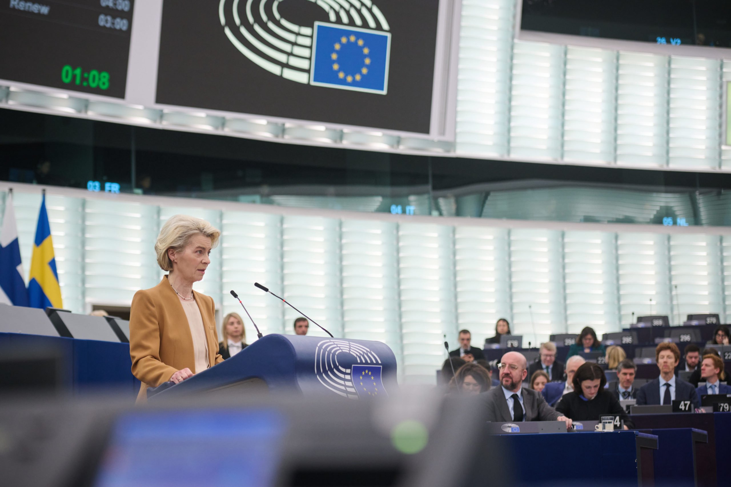 Europa é rebaixada em índice de ação climática de "Quase suficiente" para "Insuficiente". Na imagem: Ursula Gertrud von der Leyen, presidente da Comissão Europeia, discursa no Parlamento Europeu (Foto: Dati Bendo/European Union)