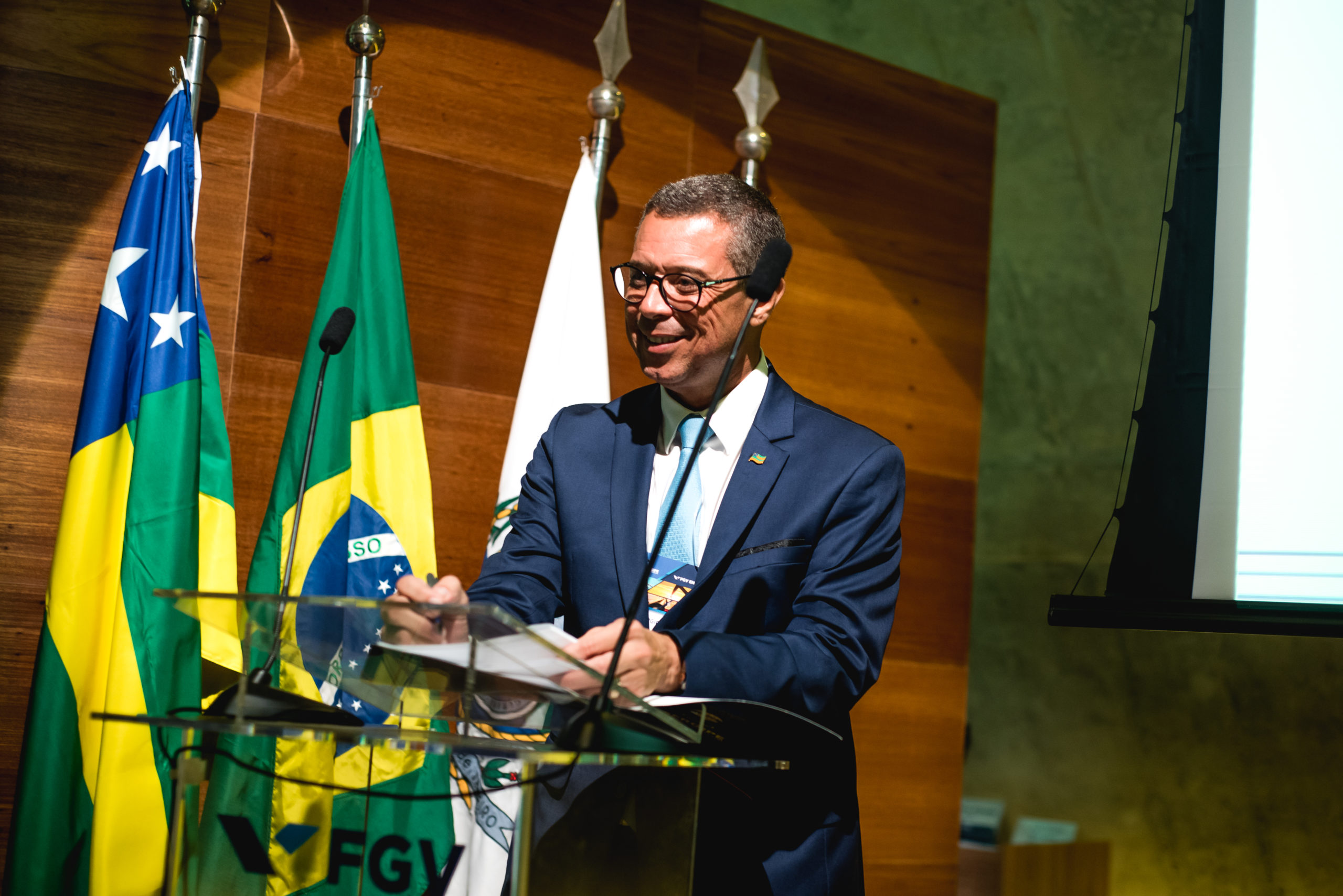 Governador de Sergipe, Fábio Mitidieri, fala durante o Sergipe Day, na Fundação Getúlio Vargas (FGV) no Rio de Janeiro, em 12/3/2024 (Foto: Victor Curi/epbr)