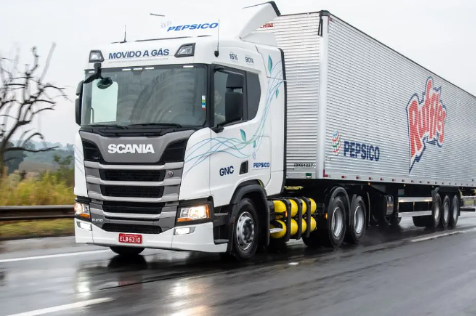 Na imagem: Caminhão a GNV ou biometano adquirido pela PepsiCo (Foto: Divulgação)
